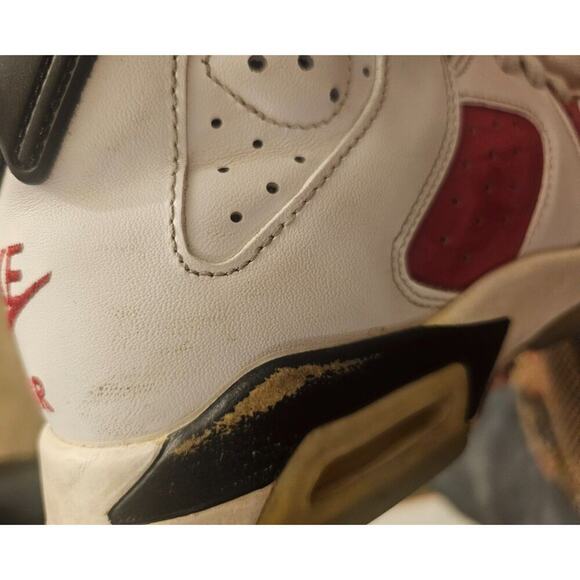 Bold Red And White Air Jordan 6 Retro "Carmine" Shoes 2020 Youth Size 7Y (W 8.5) - Picture 5 of 12